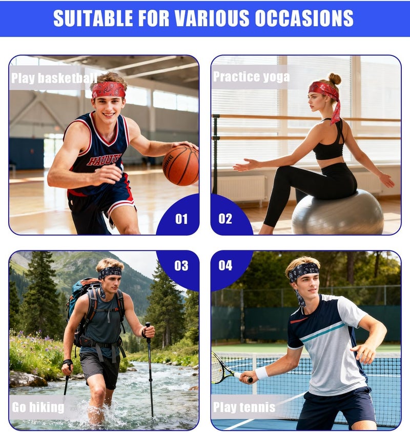 Supeniu Tie Sweatband Headband, Sports Head Ties for Men, Women, Kids, Ninja, Karate, Tennis, Pirate Band Bandana, Athletic Hairband for Basketball, Softball, Running, Workout, Yoga, Volleyball - Image 5